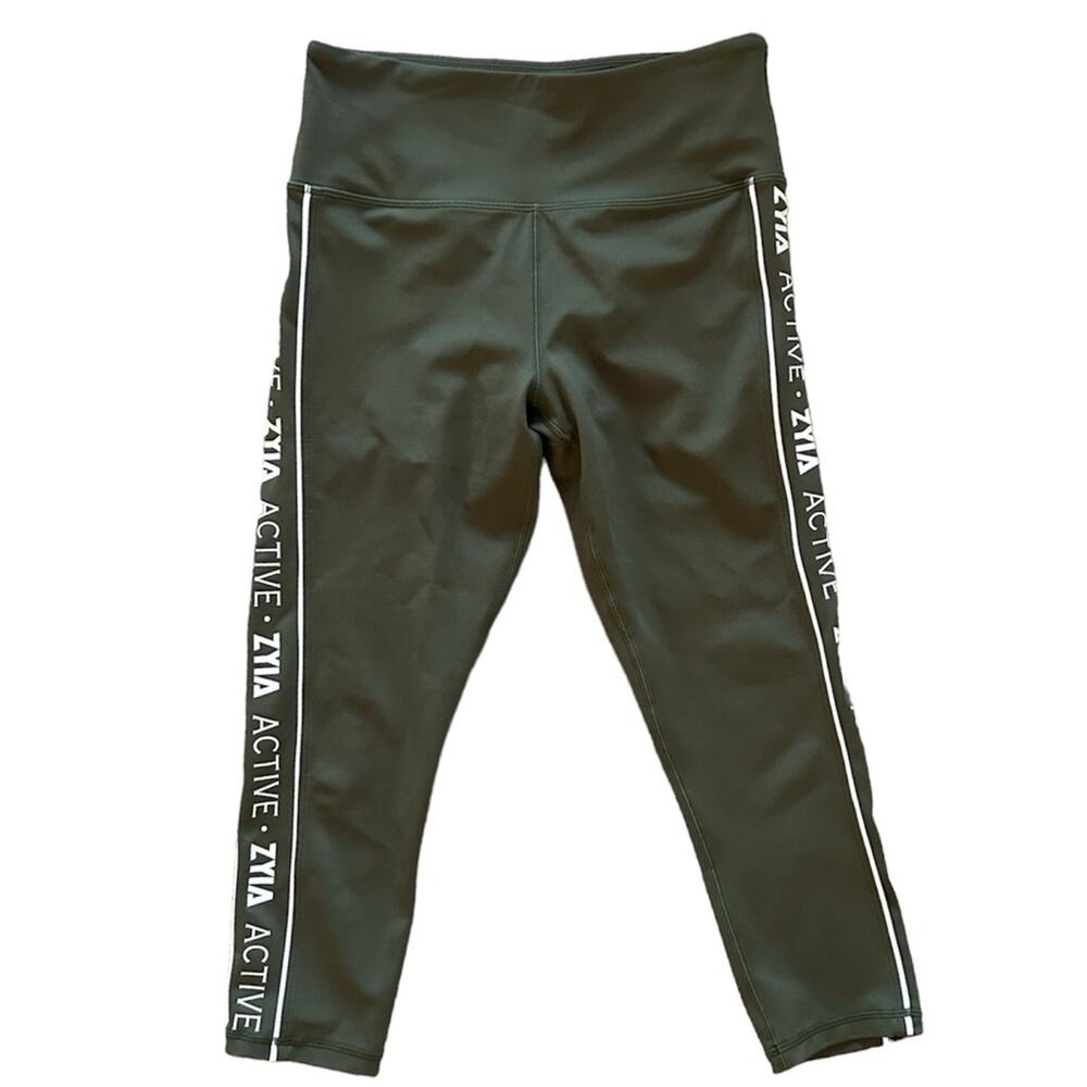Ziya cropped olive green leggings womens size 6-8